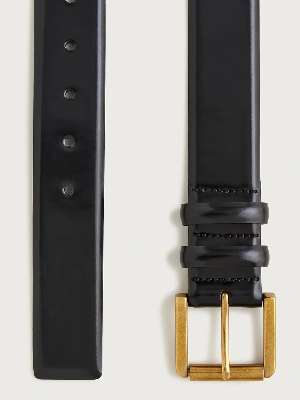 J.Crew Wide Spazzolato Leather Belt Black Gold Buckle Medium - Picture 3 of 6